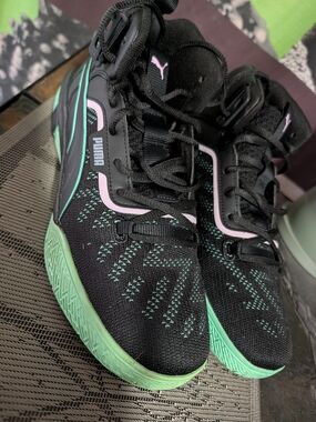 Puma  Black and Mint Athletic Sneakers